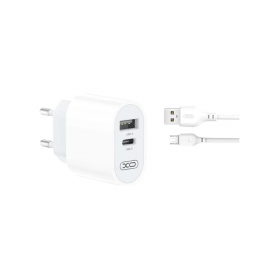 Kucni punjac XO L97 2,4A (USB-A + USB-C) kabal USB-A - mikro