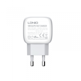 Kucni punjac LDNIO A2313C PD + QC3.0 20W (USB-A + USB-C) kabal Type C - lightning